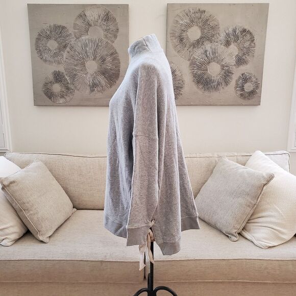 Free People 'So Plush' Lace-Up Pullover Sweatshirt - size Medium in Heather Grey - Picture 8 of 14